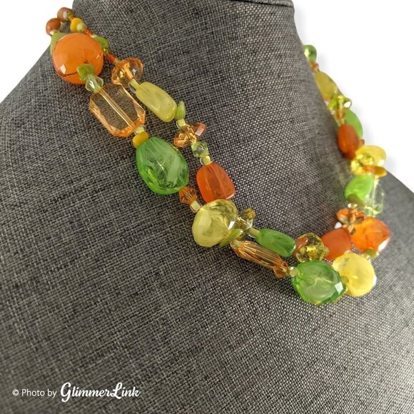 Vibrant Double Strand Fruit Salad Style Beaded Necklace - Picture 2 of 9
